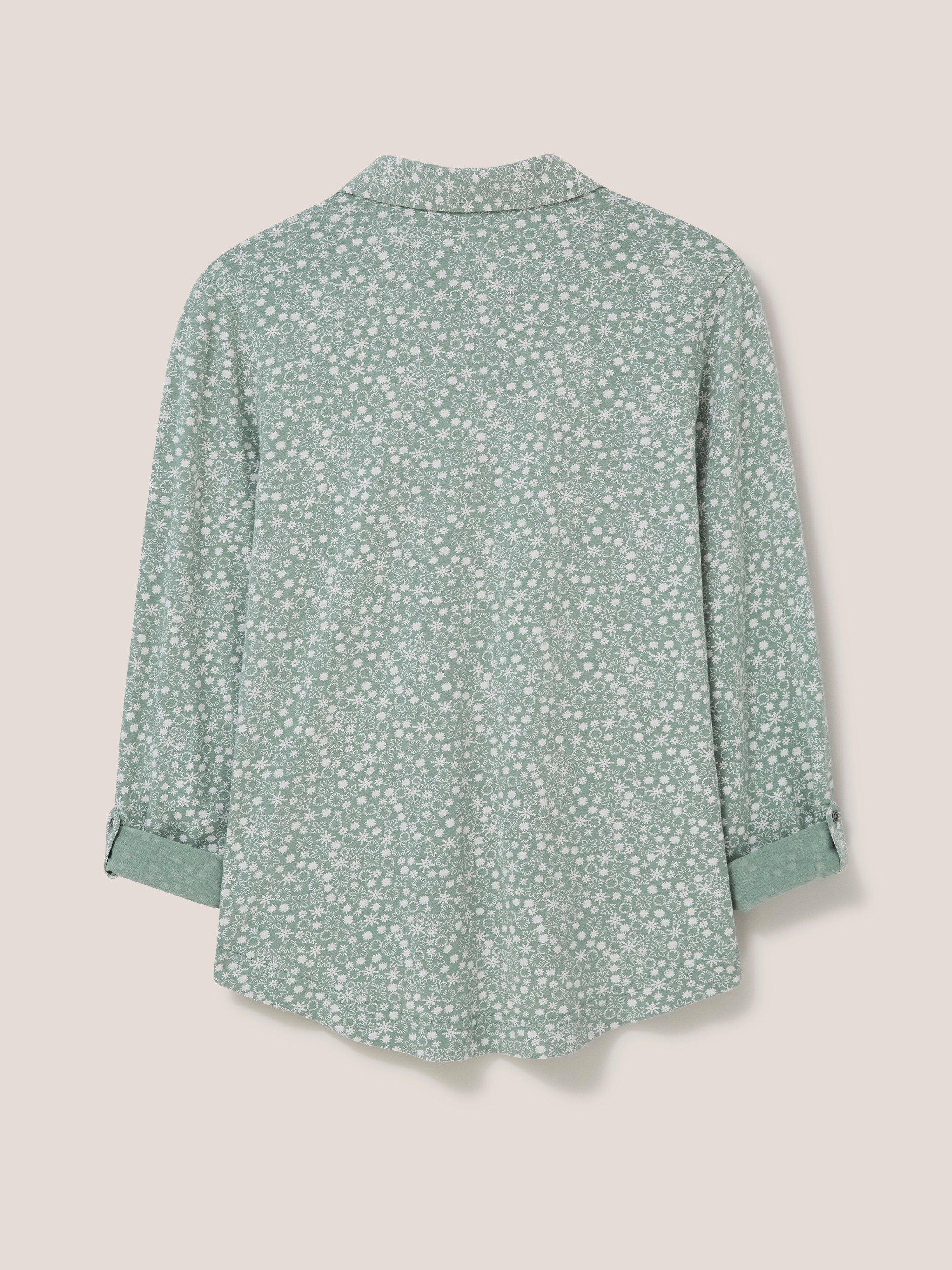 Annie Jersey Fairtrade Cotton Shirt  in GREEN MLT - FLAT BACK