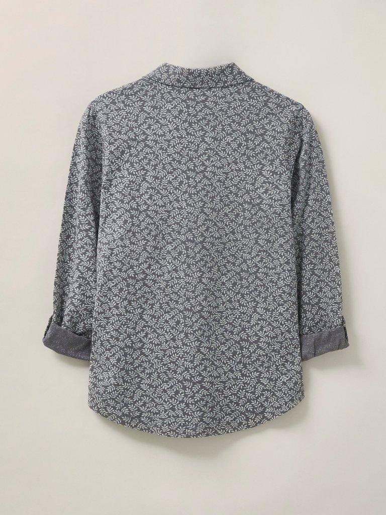 Annie Long Sleeve Collared Jersey Shirt in GREY MLT - FLAT BACK