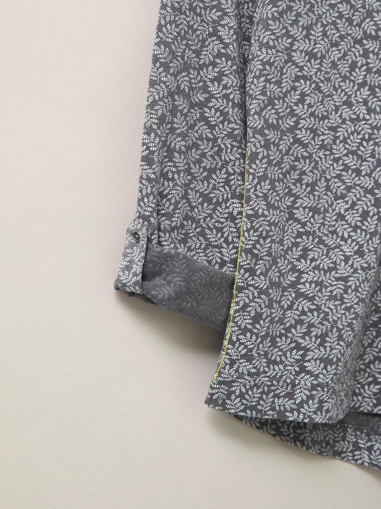 Annie Long Sleeve Collared Jersey Shirt in GREY MLT - FLAT DETAIL
