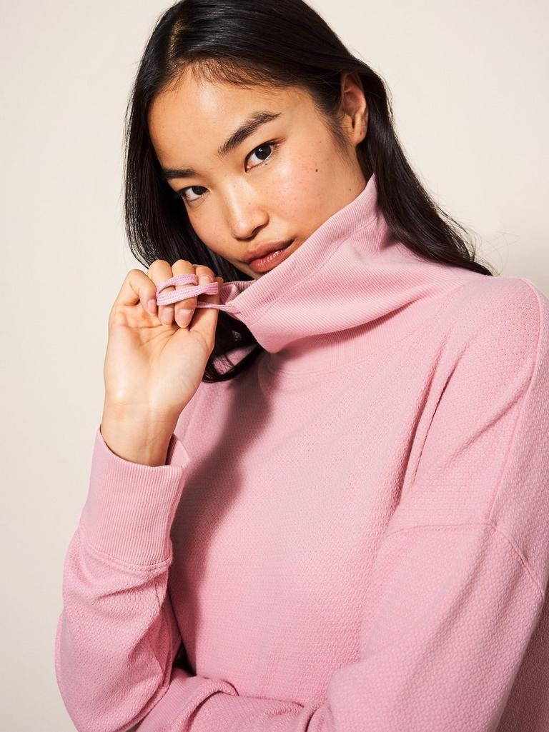 Funnel Sweat Top in DK PINK - LIFESTYLE
