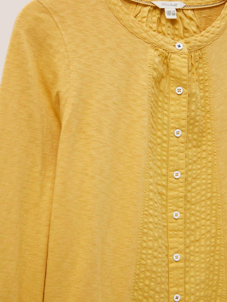 Woodland Button Through Top in MID YELLOW - FLAT DETAIL