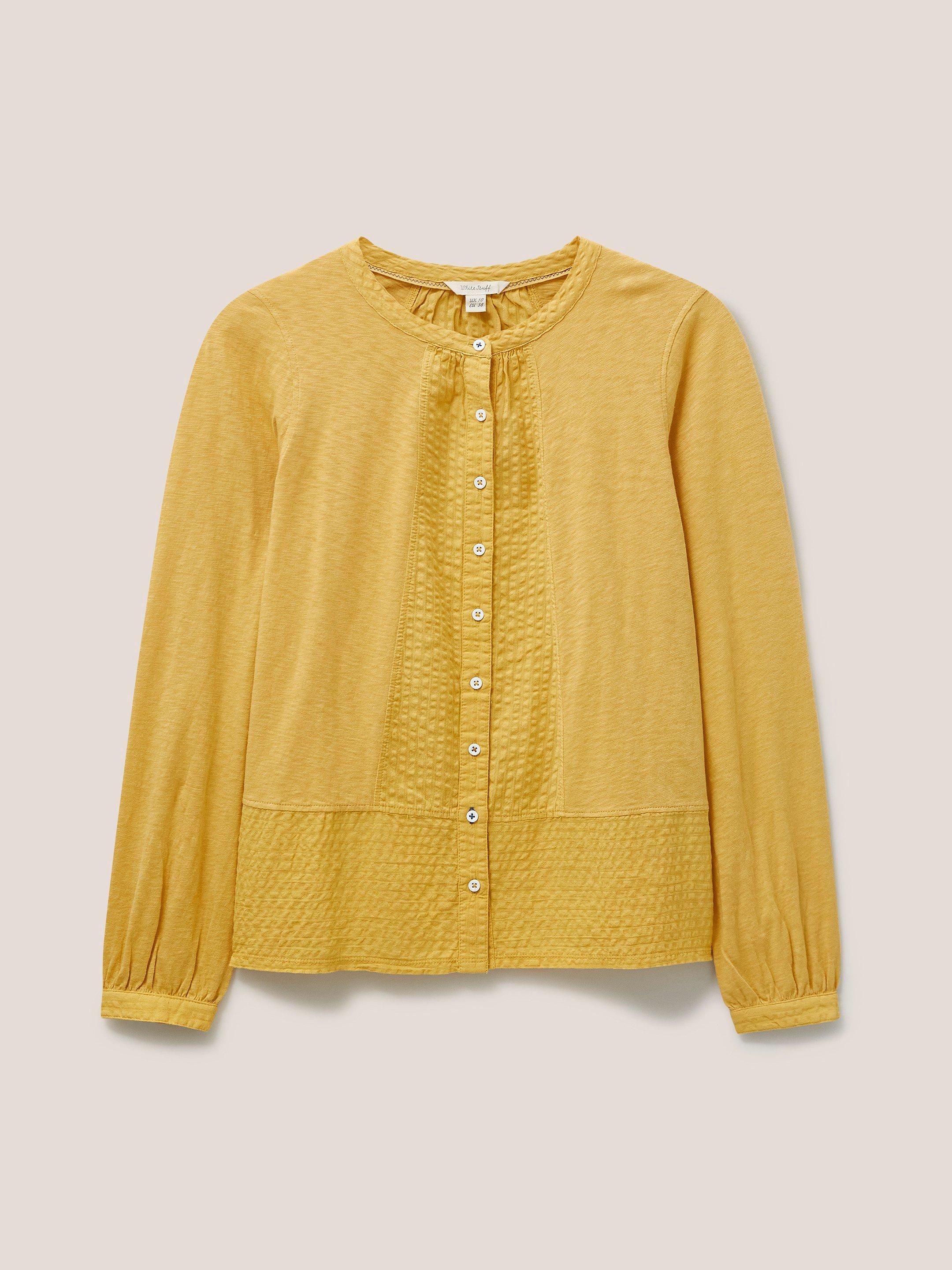 Woodland Button Through Top in MID YELLOW - FLAT FRONT