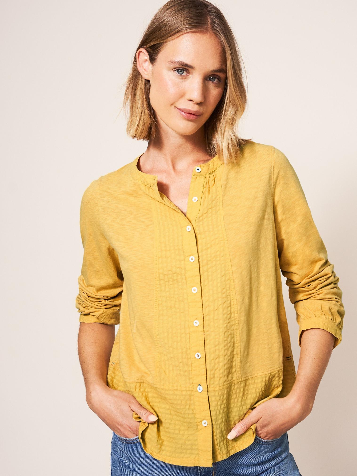 Woodland Button Through Top in MID YELLOW - LIFESTYLE