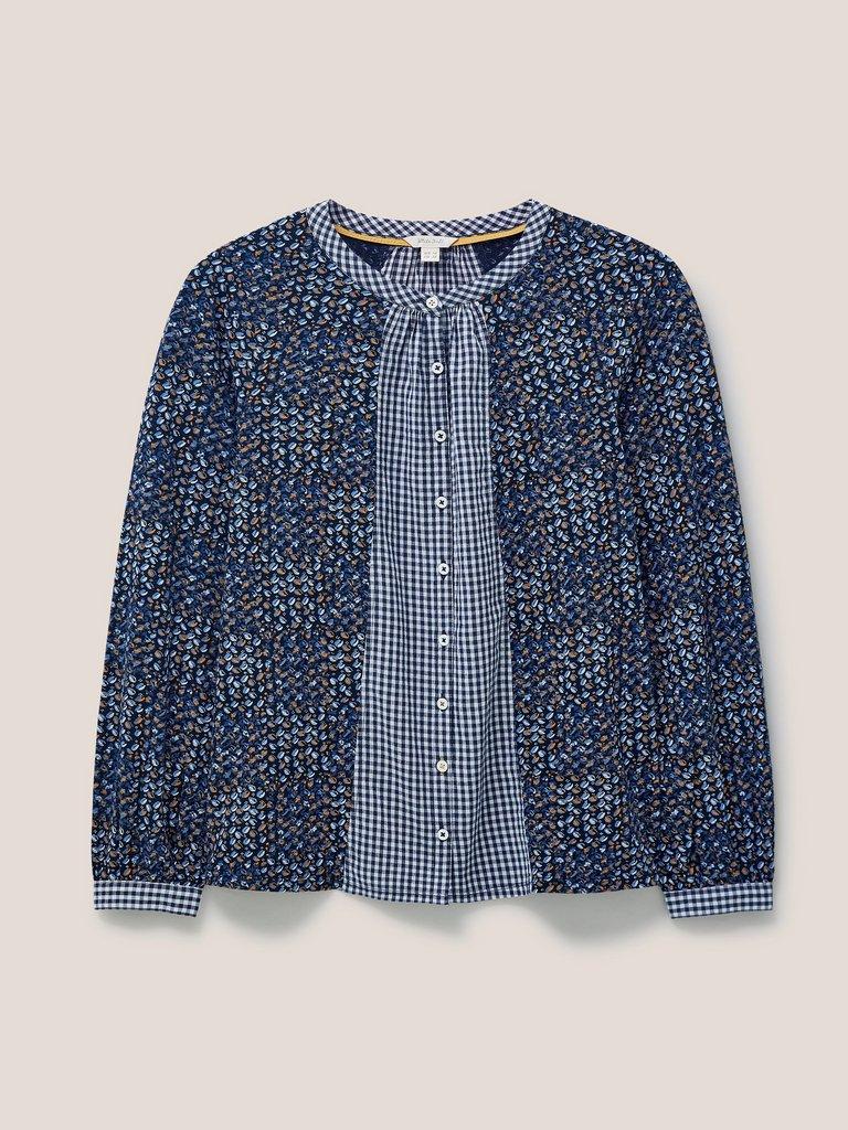 Woodland Button Through Top in NAVY MULTI - FLAT FRONT