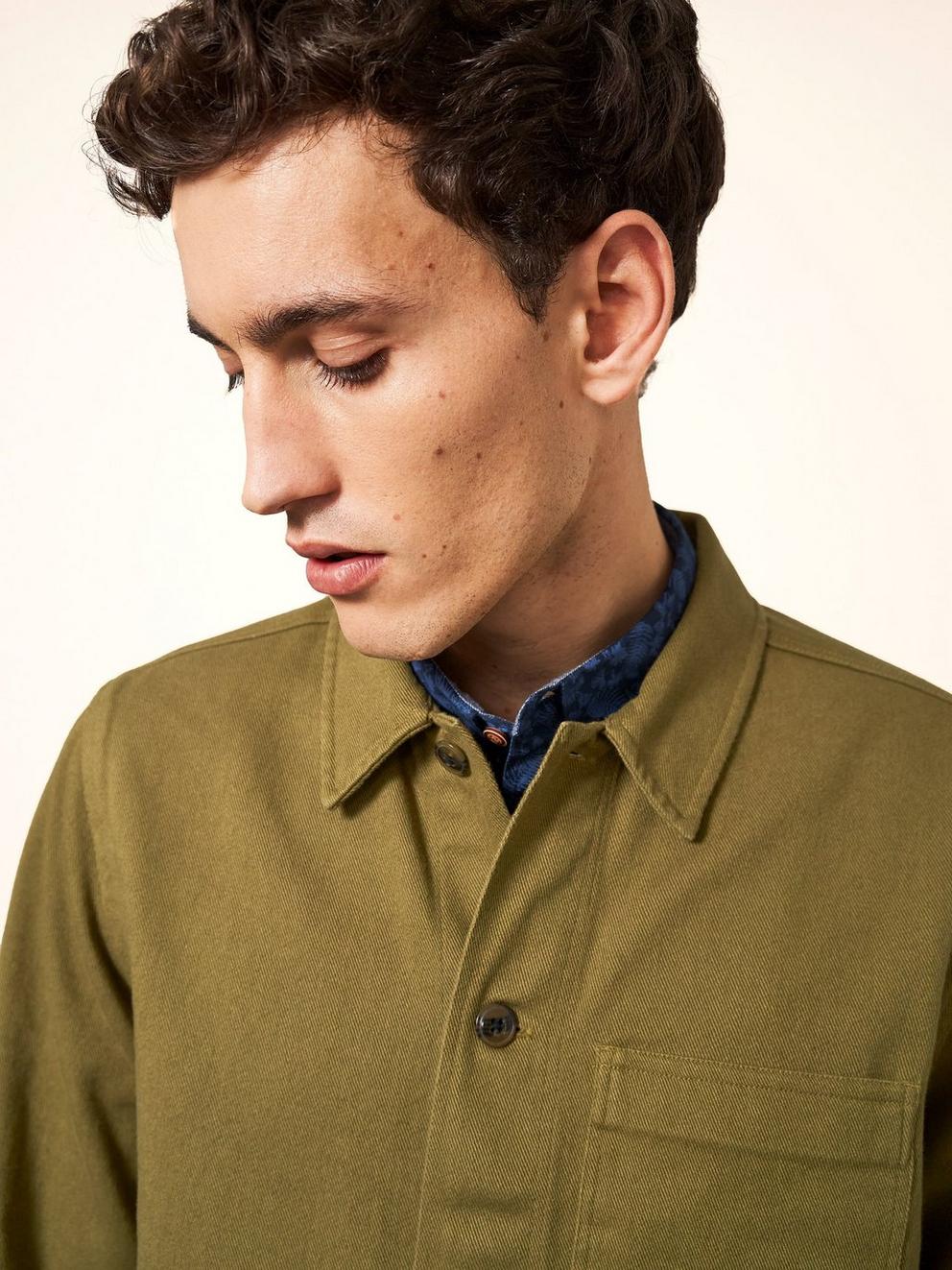 Fabien Chore Jacket in DEEP GRN - MODEL DETAIL