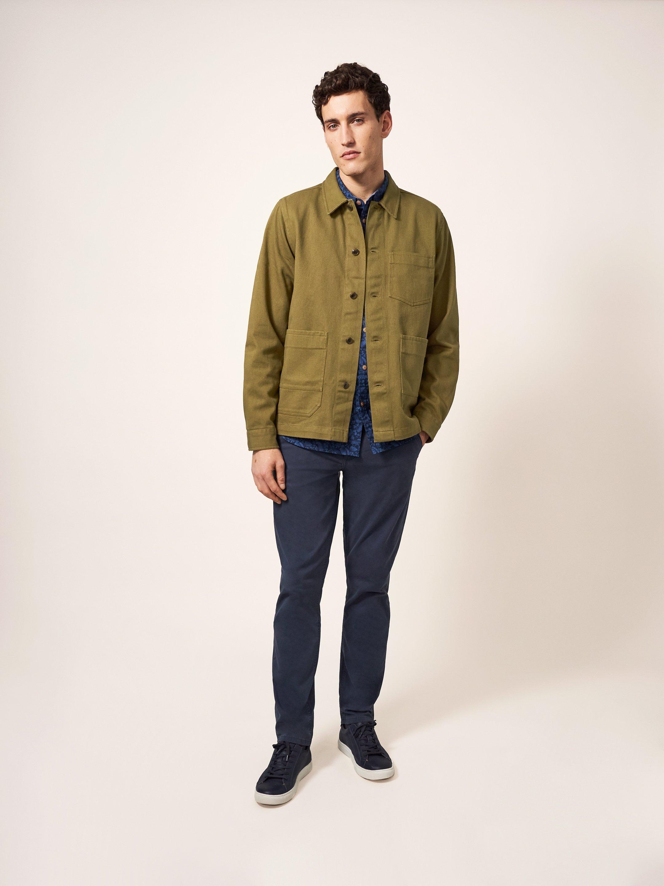 Fabien Chore Jacket in DEEP GRN - MODEL FRONT