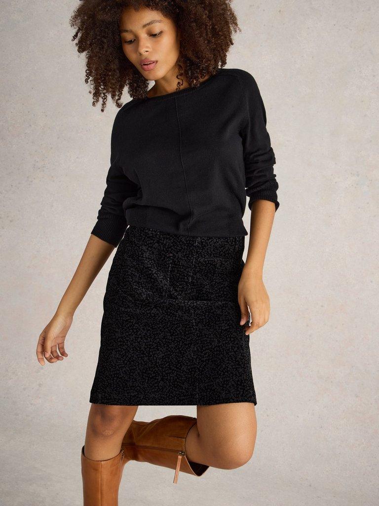 Melody Organic Cord Skirt in BLK PR - LIFESTYLE