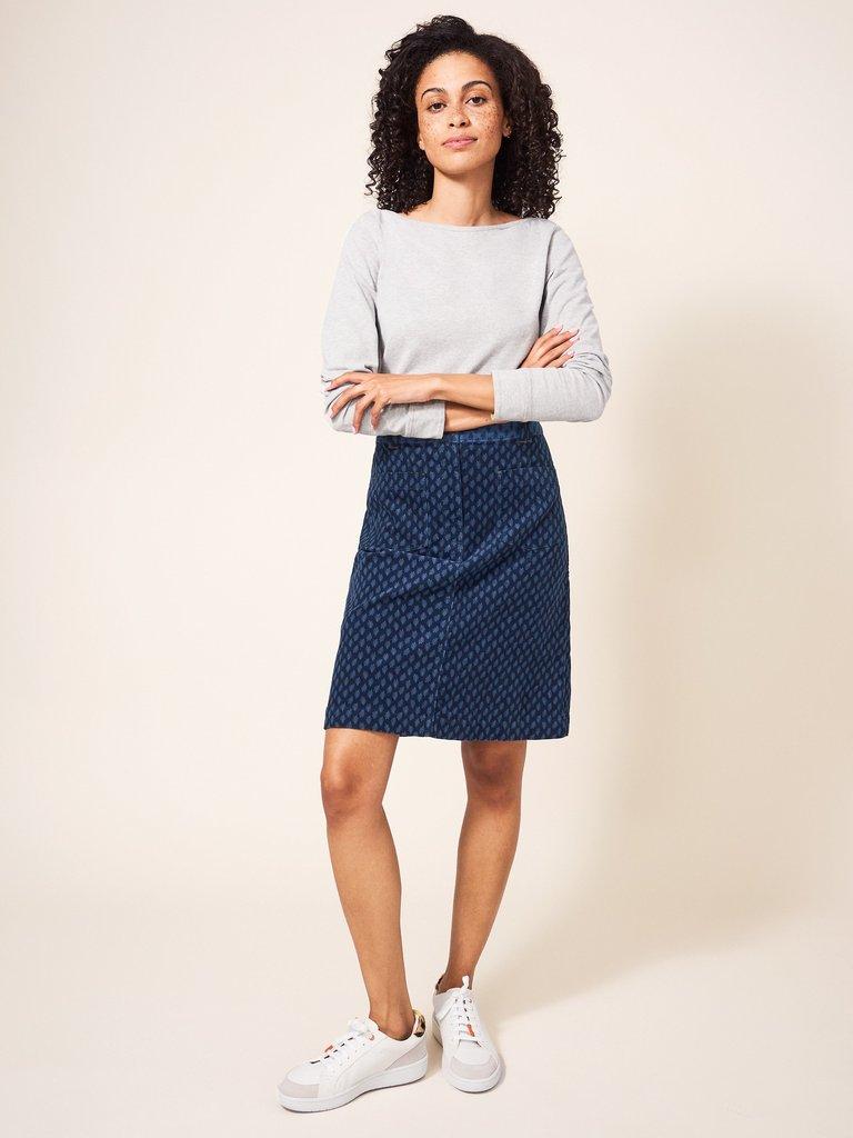 Melody Organic Cord Skirt in BLUE MLT - LIFESTYLE