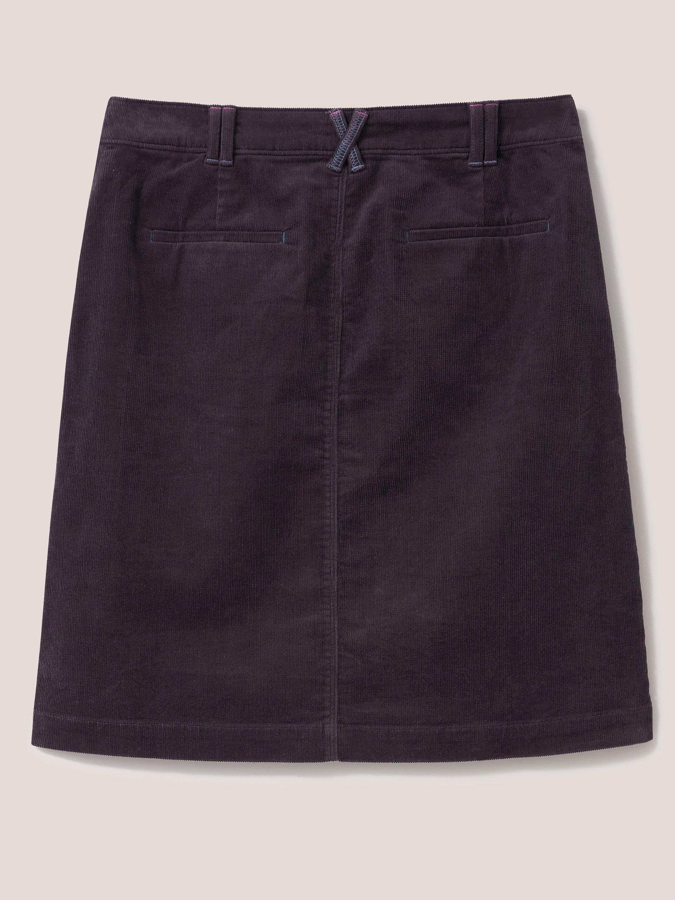 Melody Organic Cord Skirt in DARK GREY - FLAT BACK