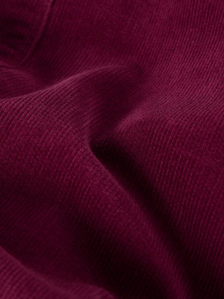 Melody Organic Cord Skirt in DEEP RED - FLAT DETAIL