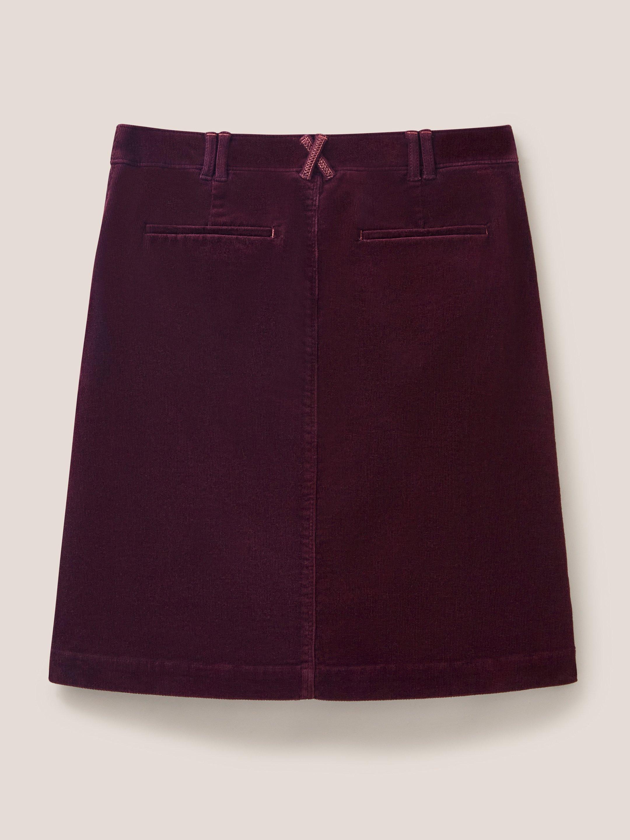 Melody Organic Cord Skirt in DK PLUM - FLAT BACK