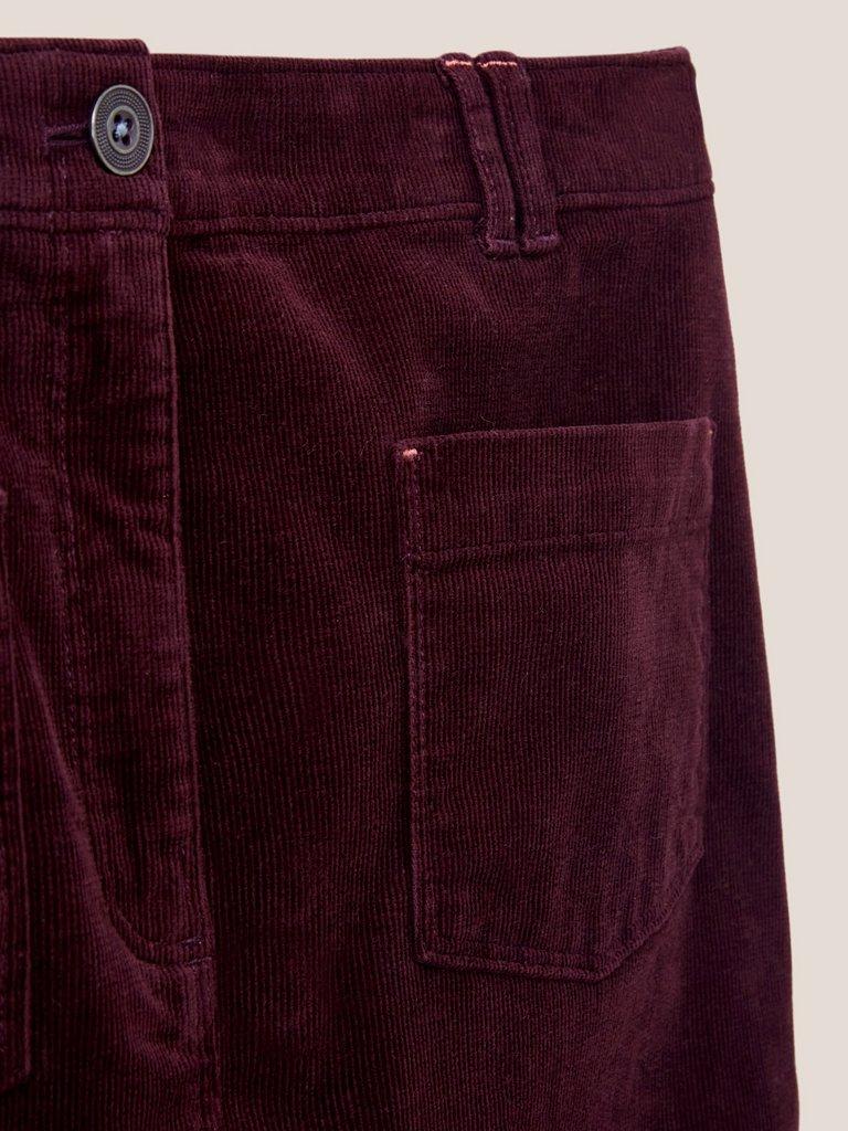 Melody Organic Cord Skirt in DK PLUM - FLAT DETAIL