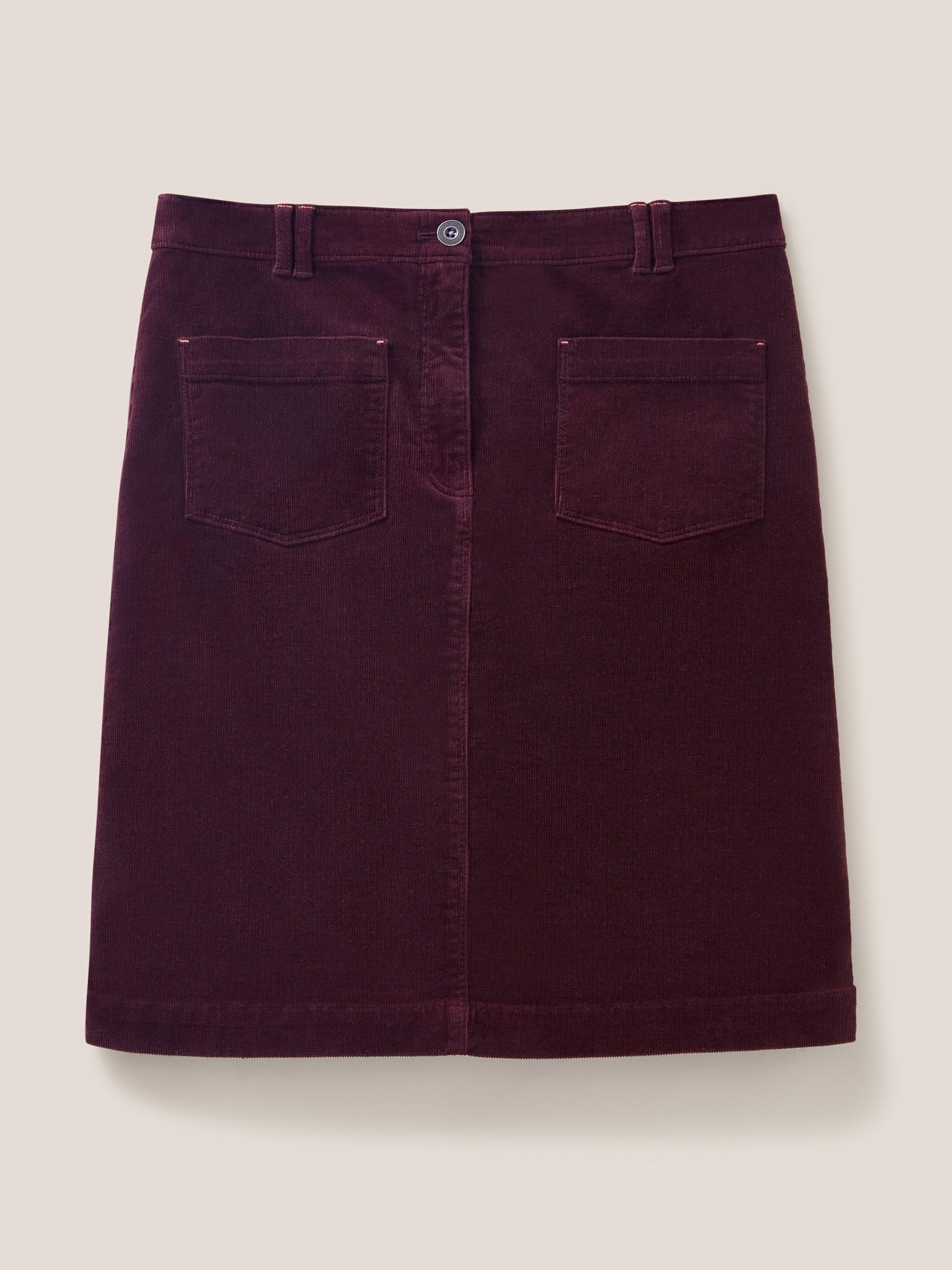 Melody Organic Cord Skirt in DK PLUM - FLAT FRONT