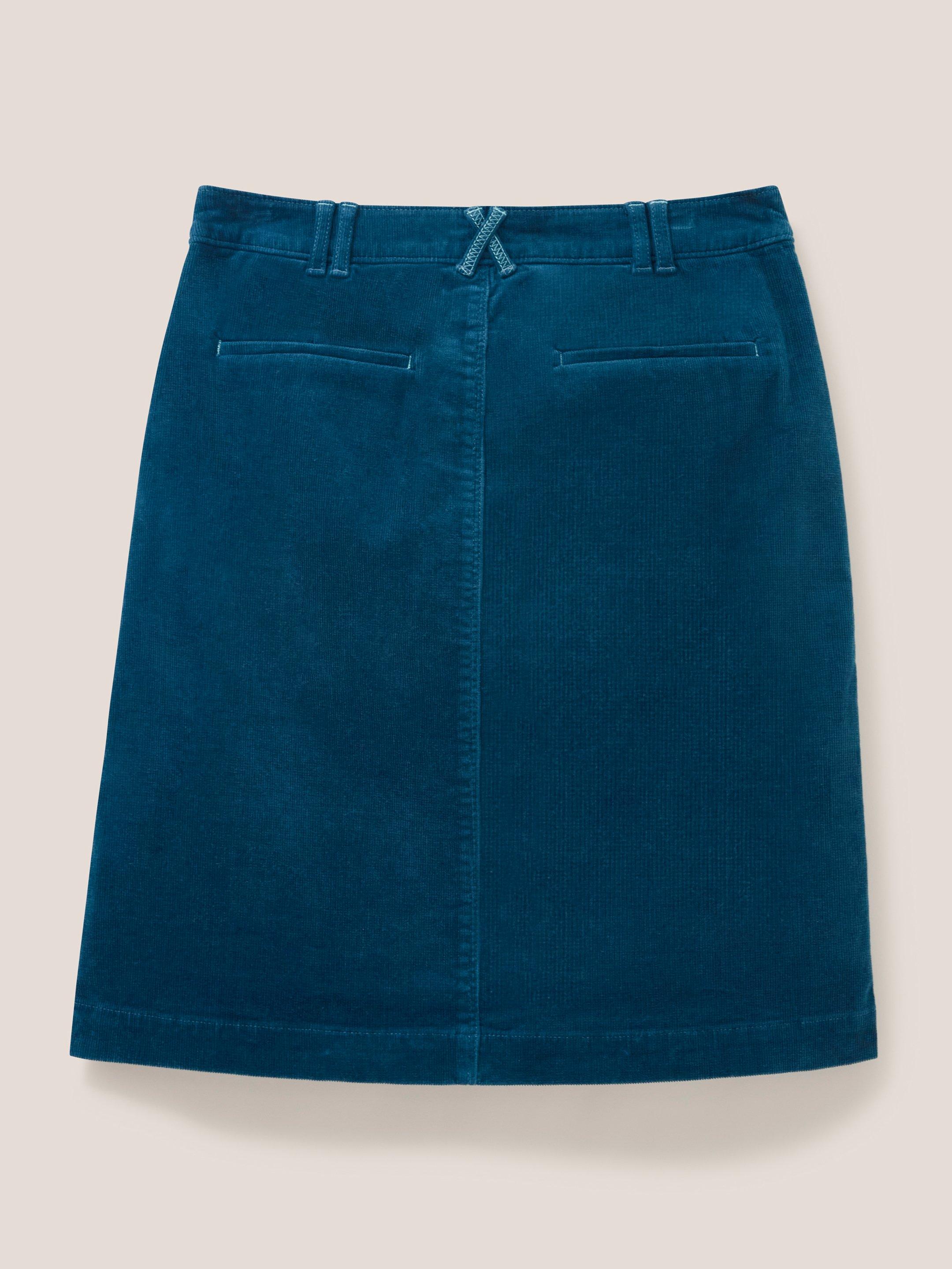 Melody Organic Cord Skirt in DK TEAL - FLAT BACK