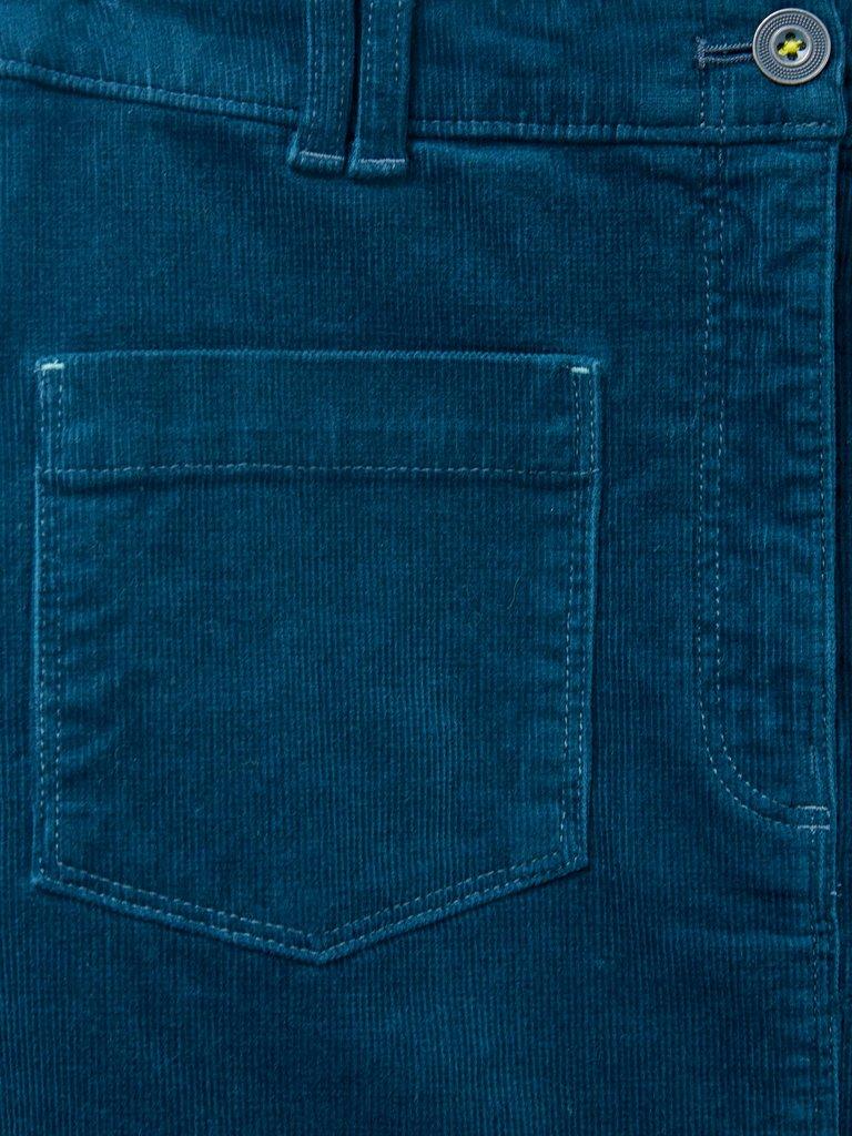 Melody Organic Cord Skirt in DK TEAL - FLAT DETAIL