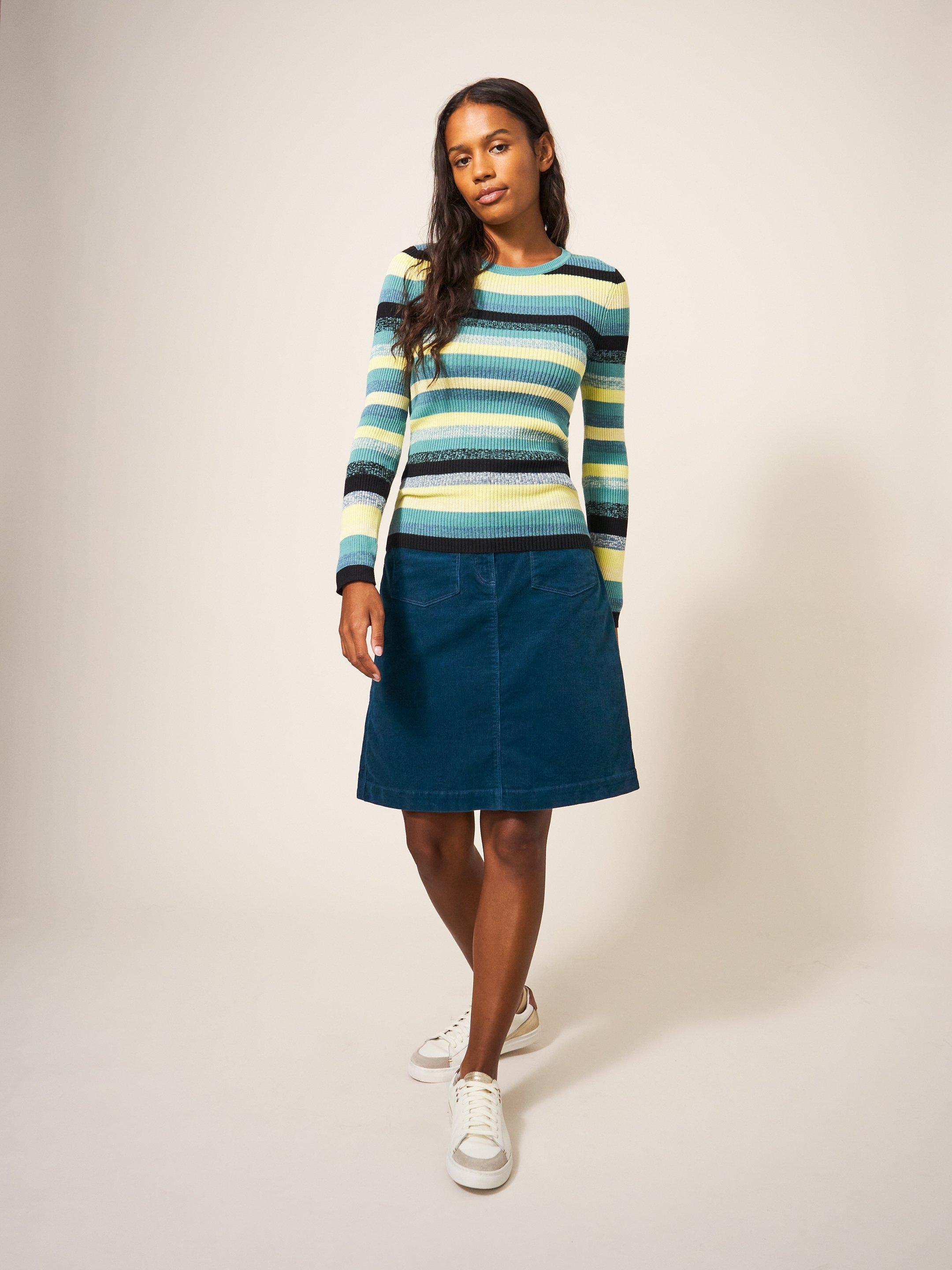 Melody Organic Cord Skirt in DK TEAL - LIFESTYLE