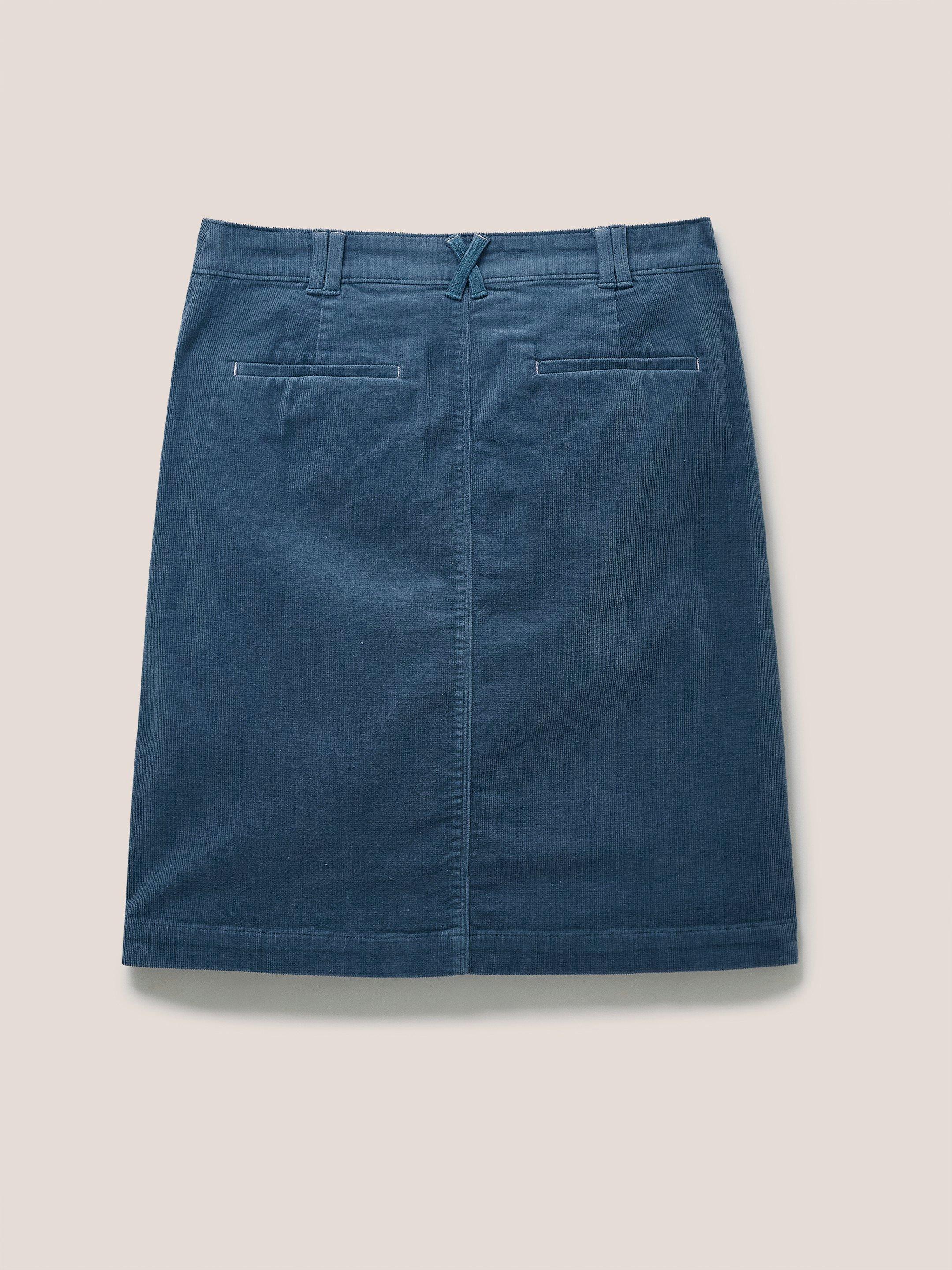 Melody Organic Cord Skirt in DUS BLUE - FLAT BACK