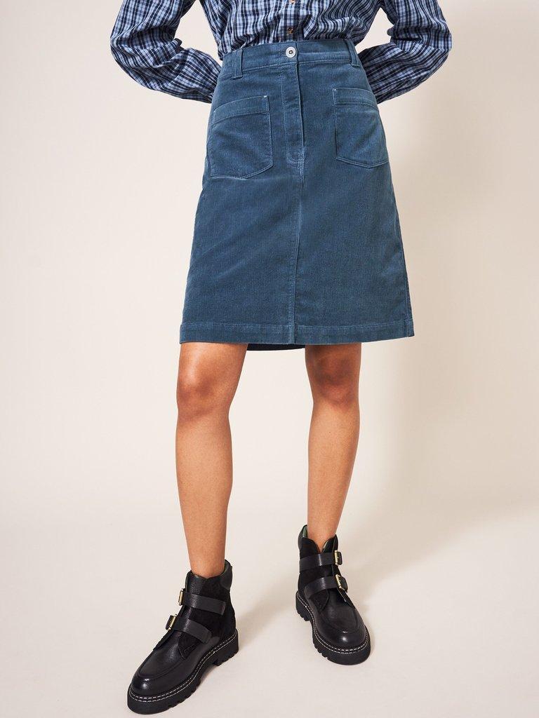 Melody Organic Cord Skirt in DUS BLUE - LIFESTYLE