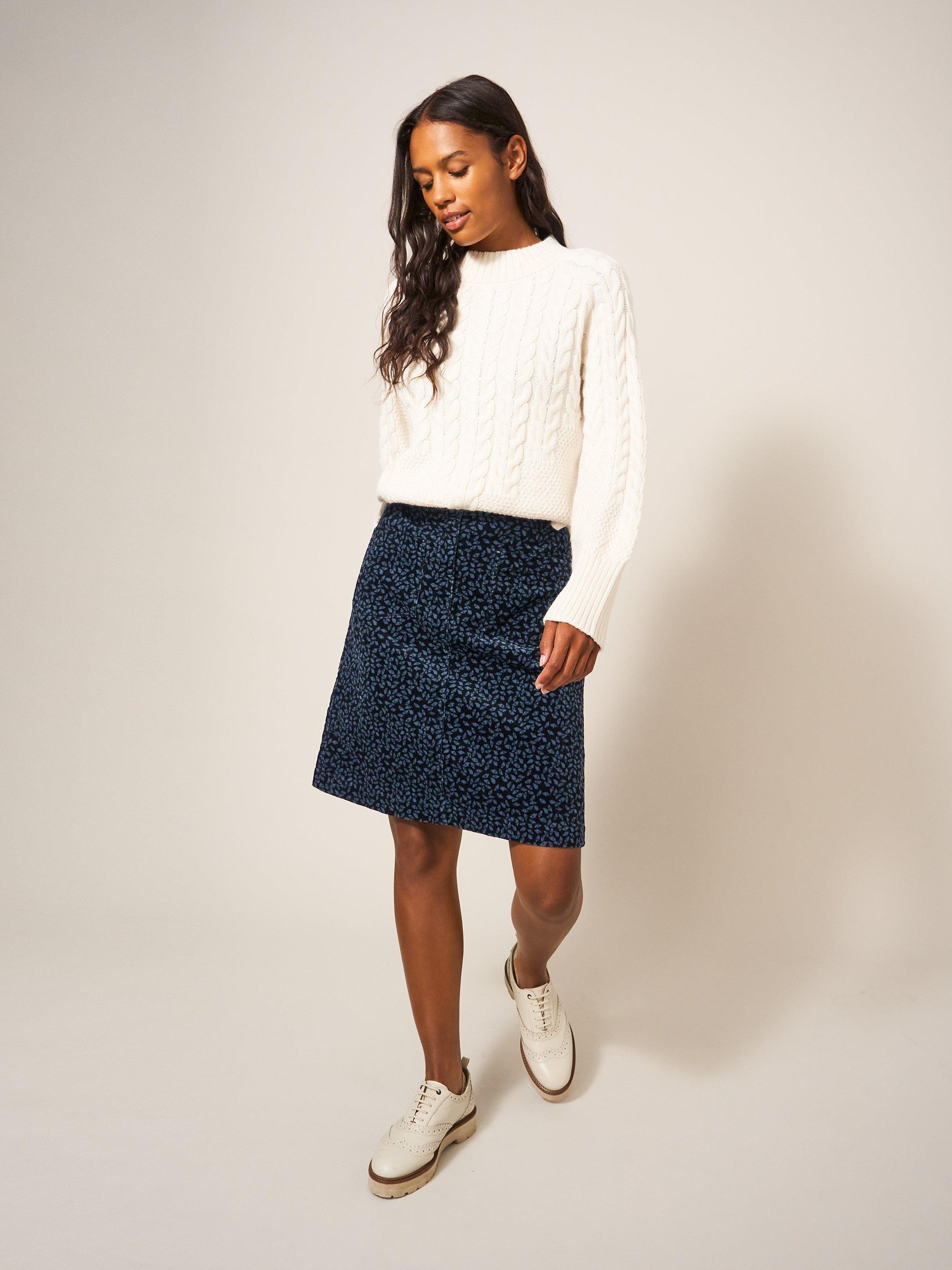 Melody Organic Cord Skirt in GREY MULTI White Stuff