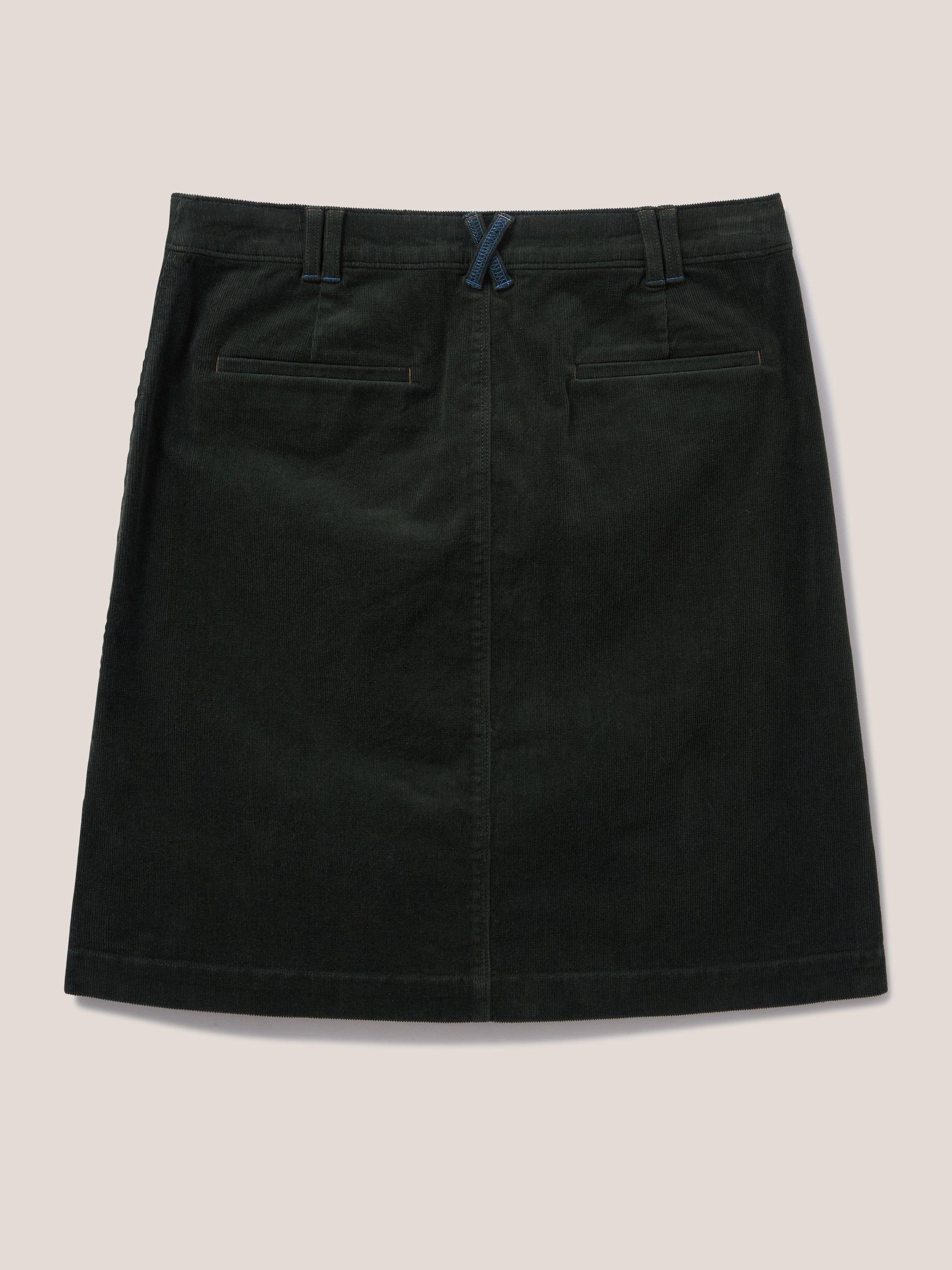 Melody Organic Cord Skirt in KHAKI GRN - FLAT BACK