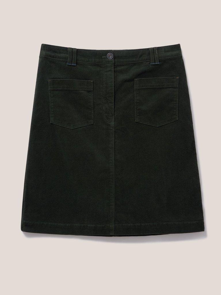 Melody Organic Cord Skirt in KHAKI GRN - FLAT FRONT