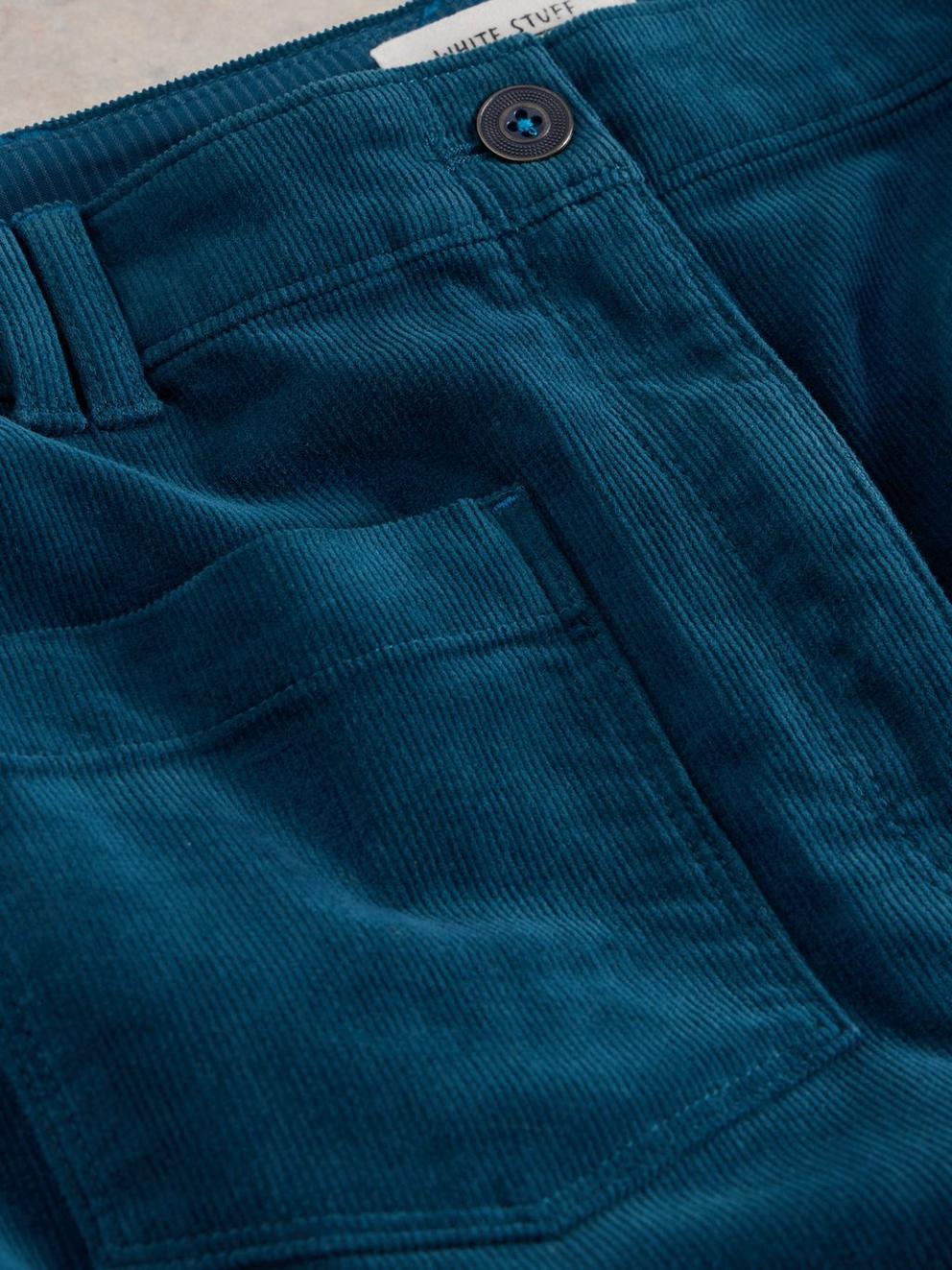 Melody Organic Cord Skirt in MID TEAL - FLAT DETAIL