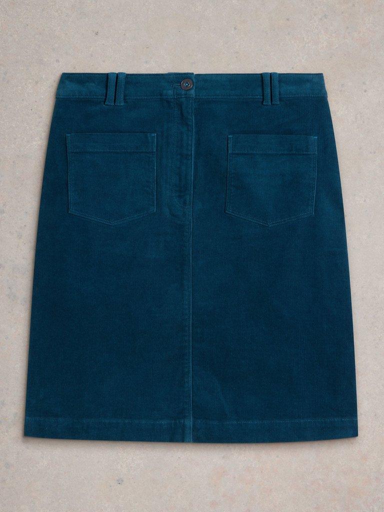 Melody Organic Cord Skirt in MID TEAL - FLAT FRONT