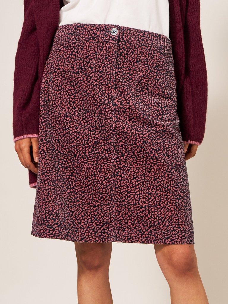 Melody Organic Cord Skirt in PINK MLT - LIFESTYLE