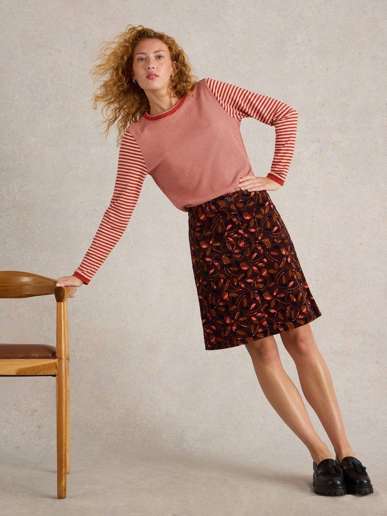 Melody Organic Cord Skirt in PLUM PR - LIFESTYLE