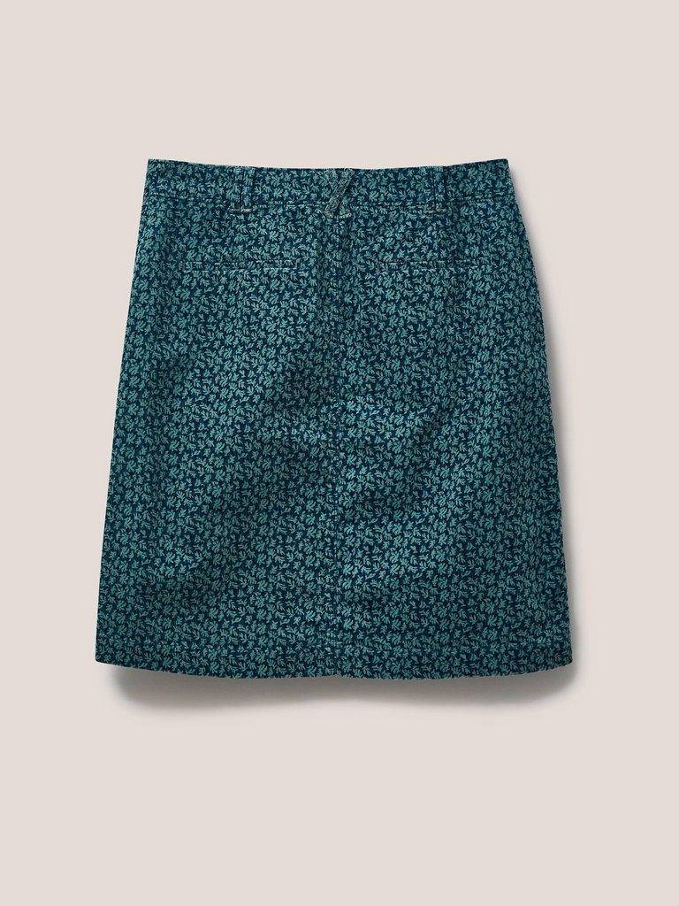 Melody Organic Cord Skirt in TEAL MLT - FLAT BACK