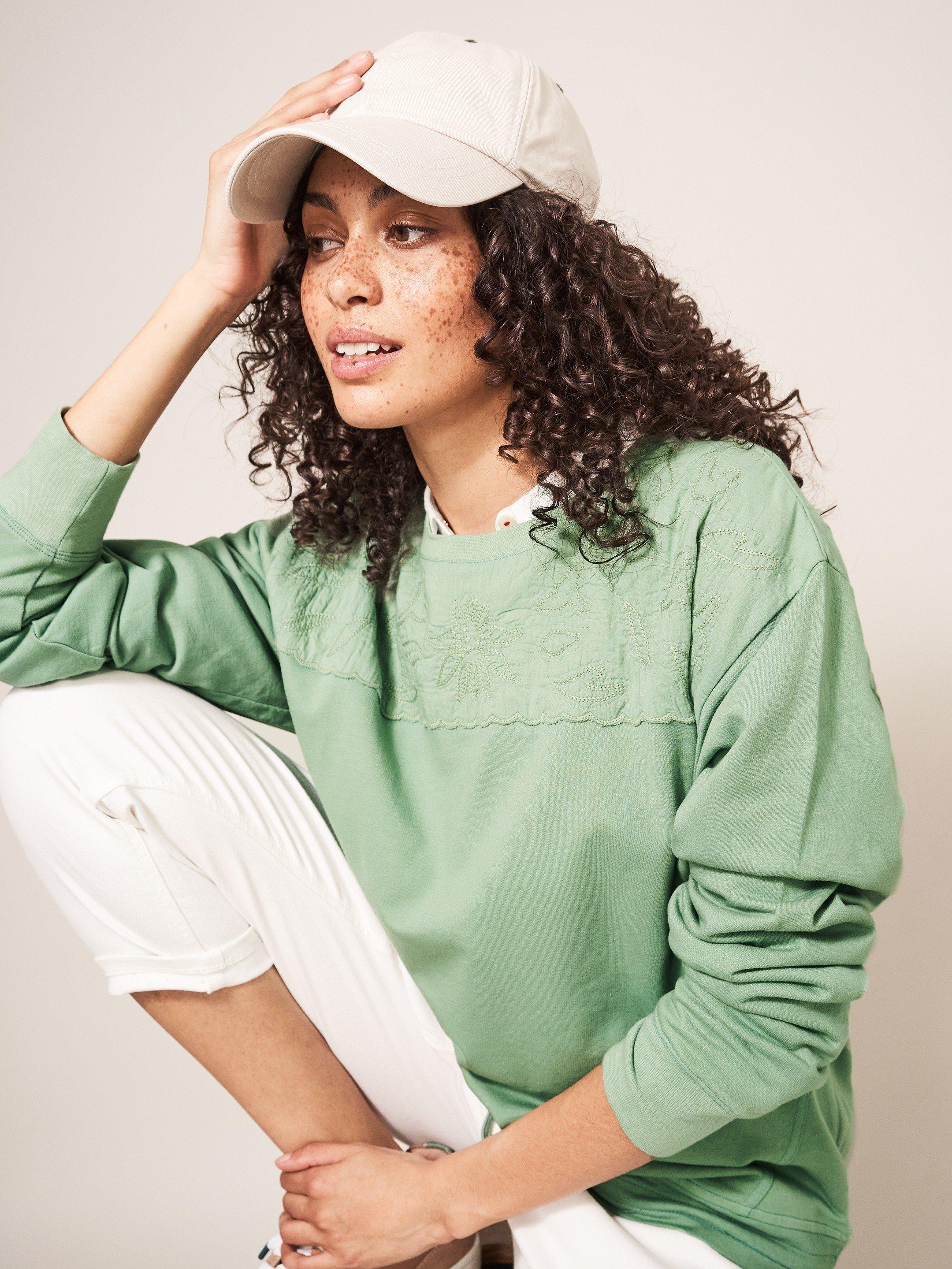 Applique Sweat in DUSTY GREEN | White Stuff