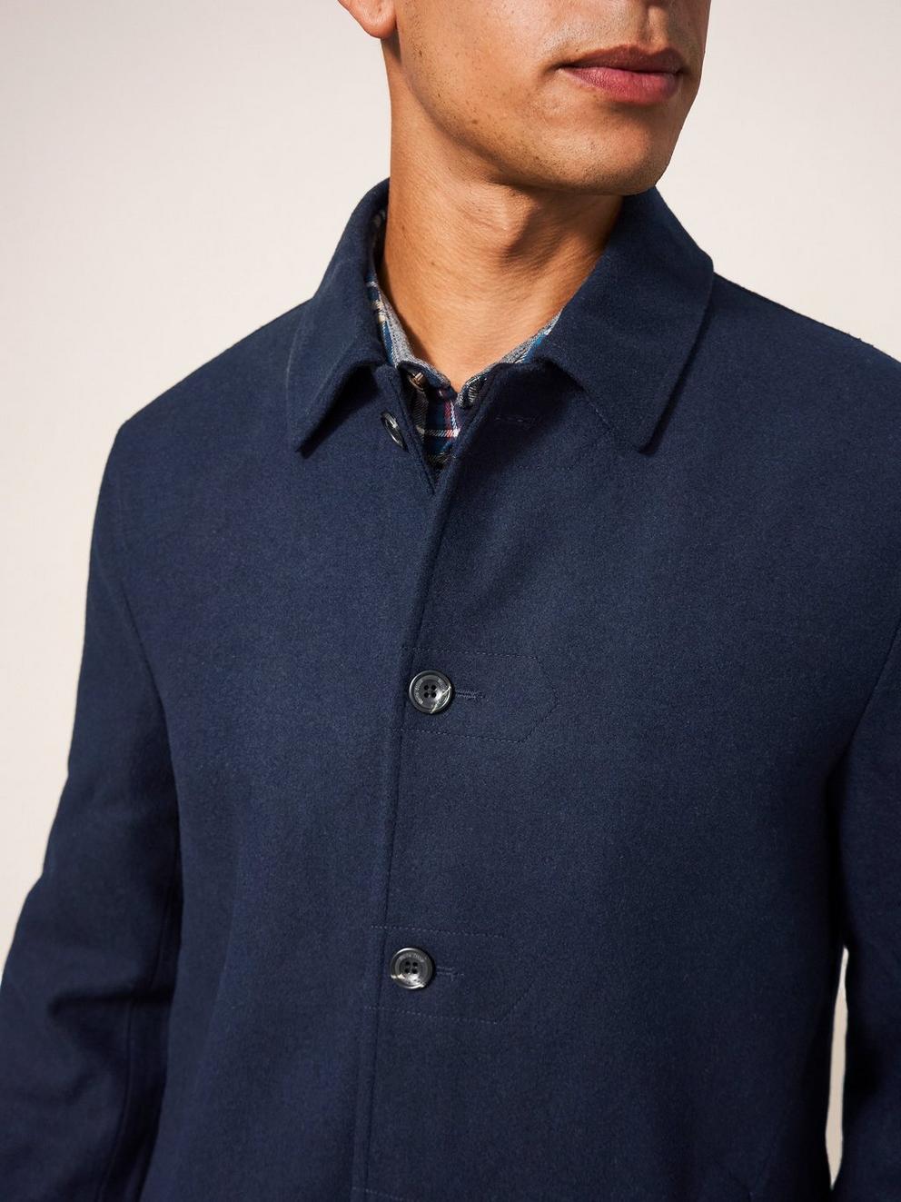 Cedar Peacoat in DARK NAVY - MODEL BACK