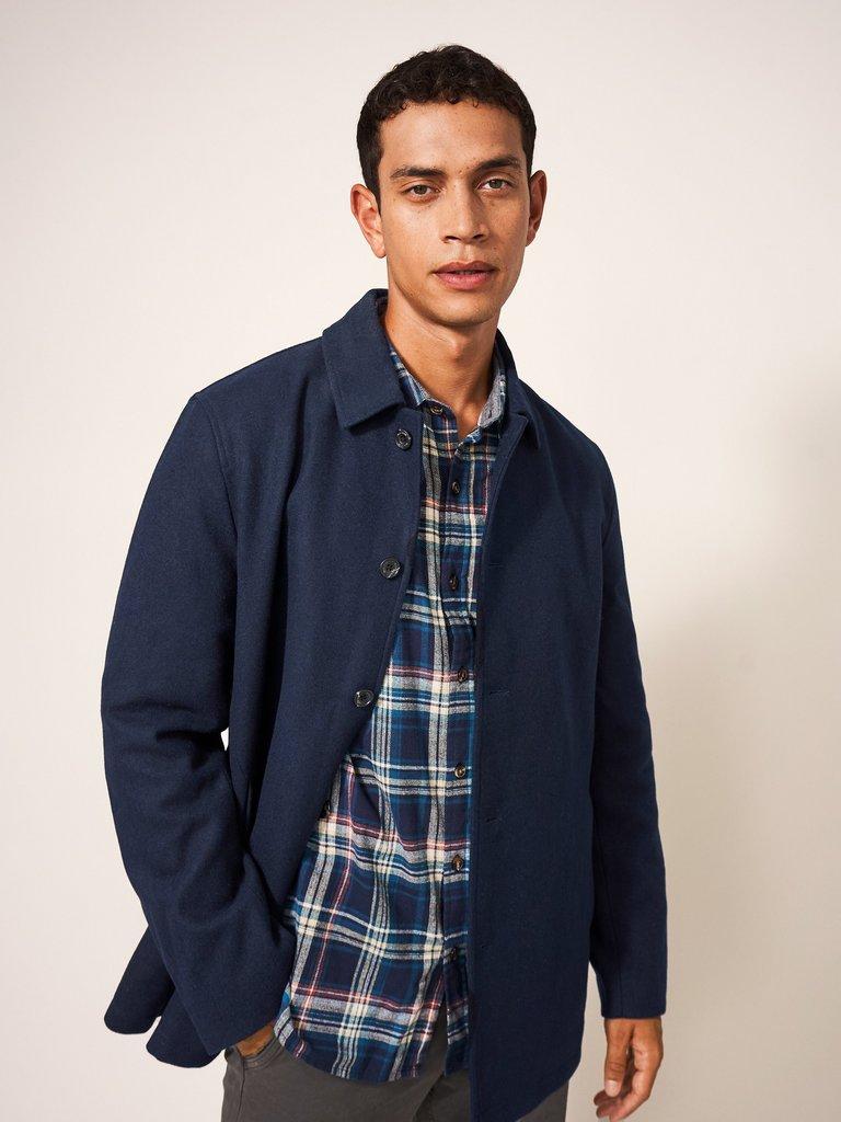 Cedar Peacoat in DARK NAVY - MODEL FRONT