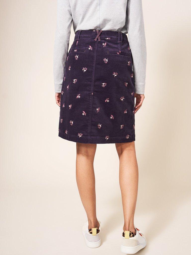 Melody Embroidered Cord Skirt in PURPLE MLT - MODEL BACK
