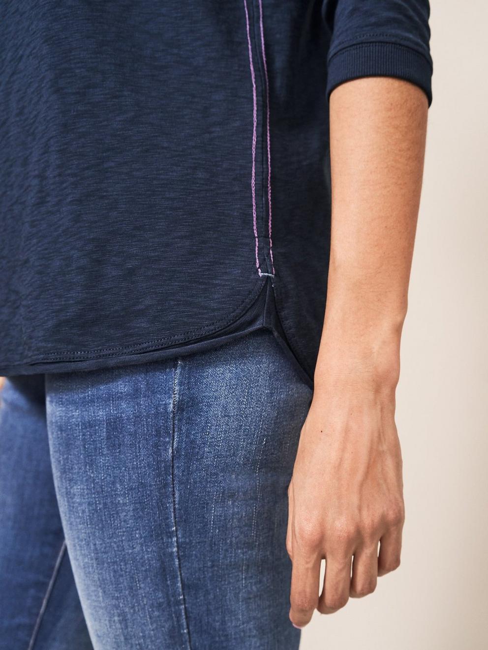 Cassie Crew Tee in DARK NAVY - MODEL DETAIL