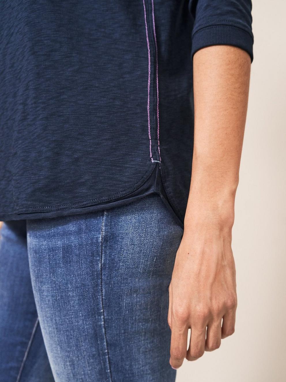 Cassie Crew Tee in FR NAVY - MODEL DETAIL