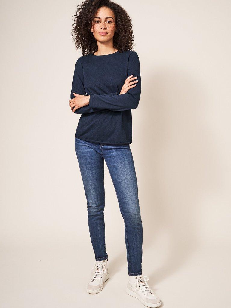 Cassie Crew Tee in FR NAVY - MODEL FRONT