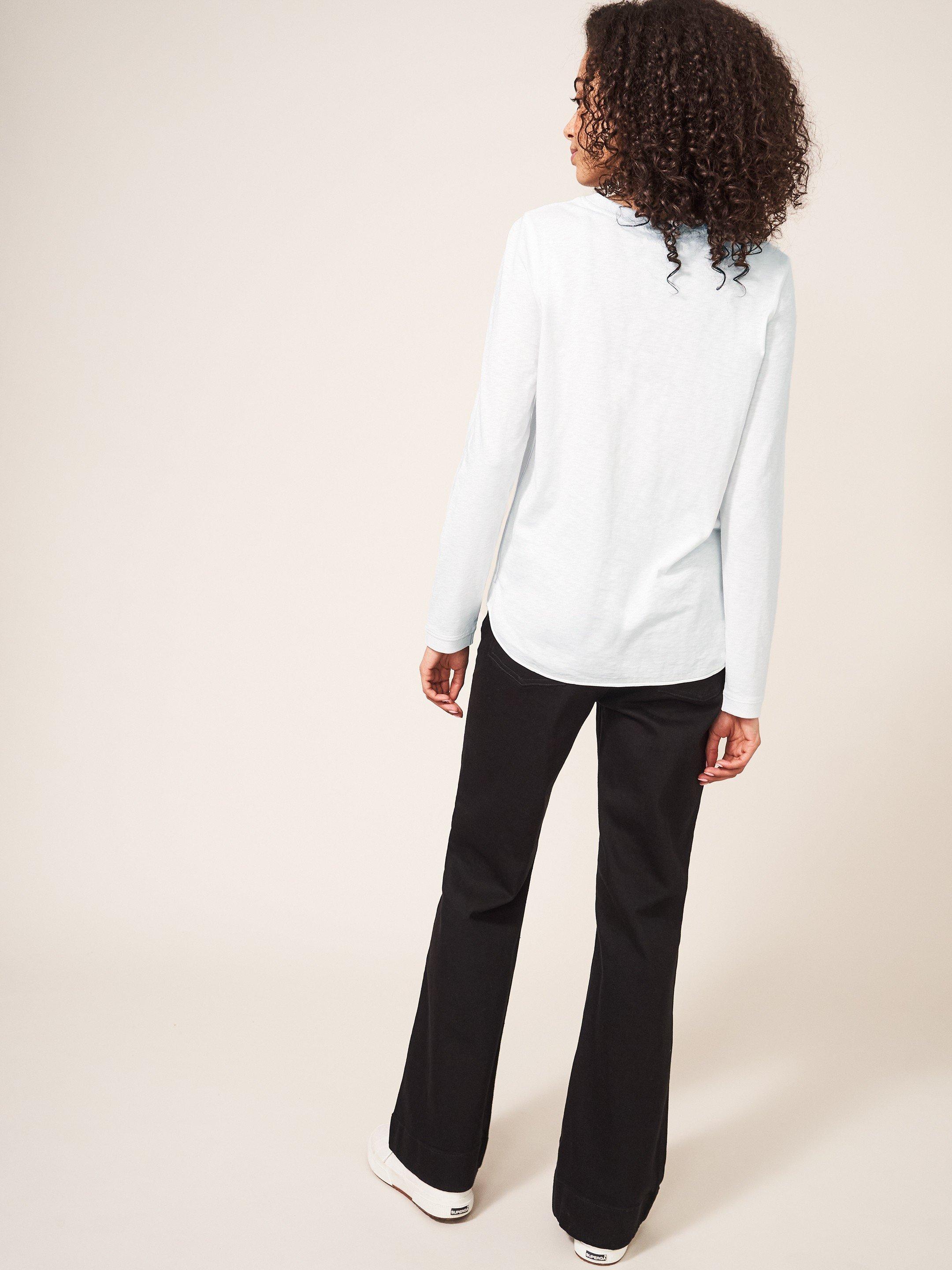 Cassie Crew Tee in PALE IVORY - MODEL BACK
