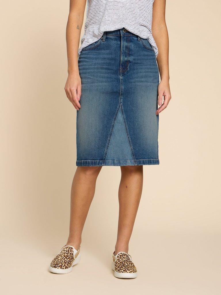 Jemma Denim Skirt in MID DENIM | White Stuff