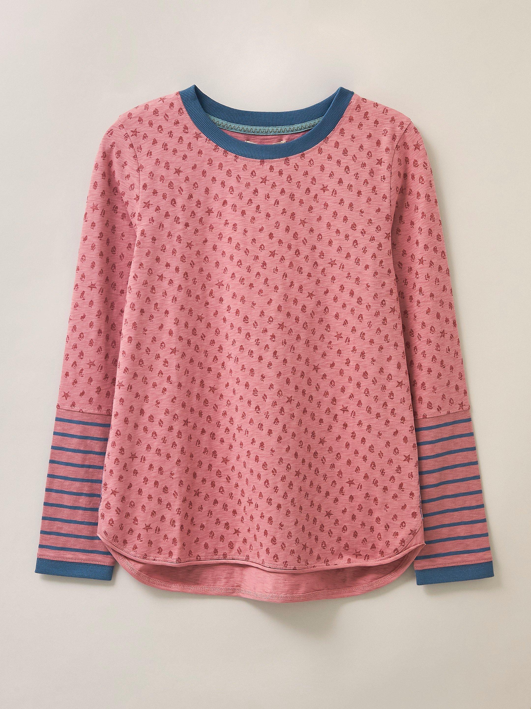 Cassie Print Tee in PINK MLT - FLAT FRONT