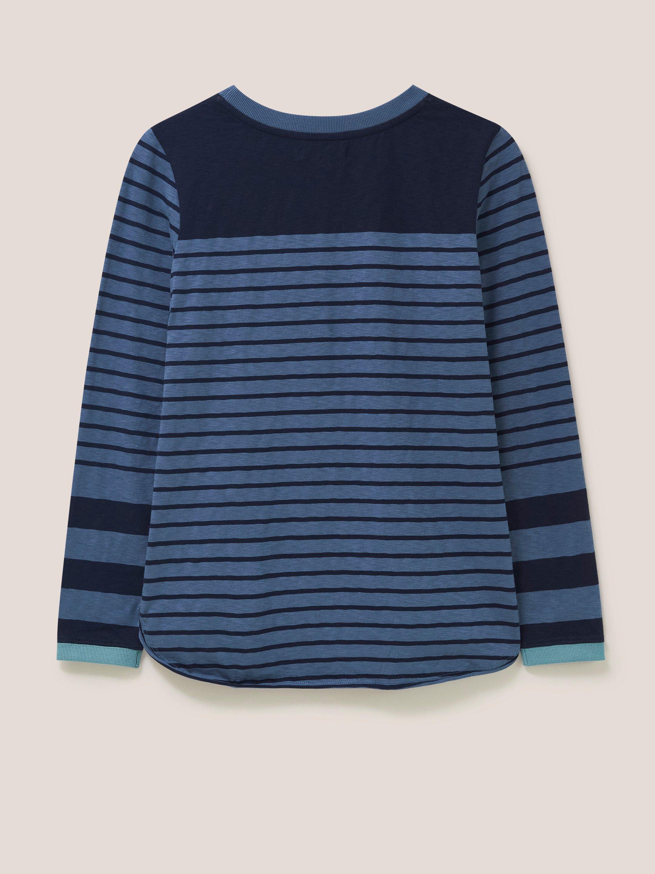 Cassie Stripe Tee in NAVY MULTI - FLAT BACK