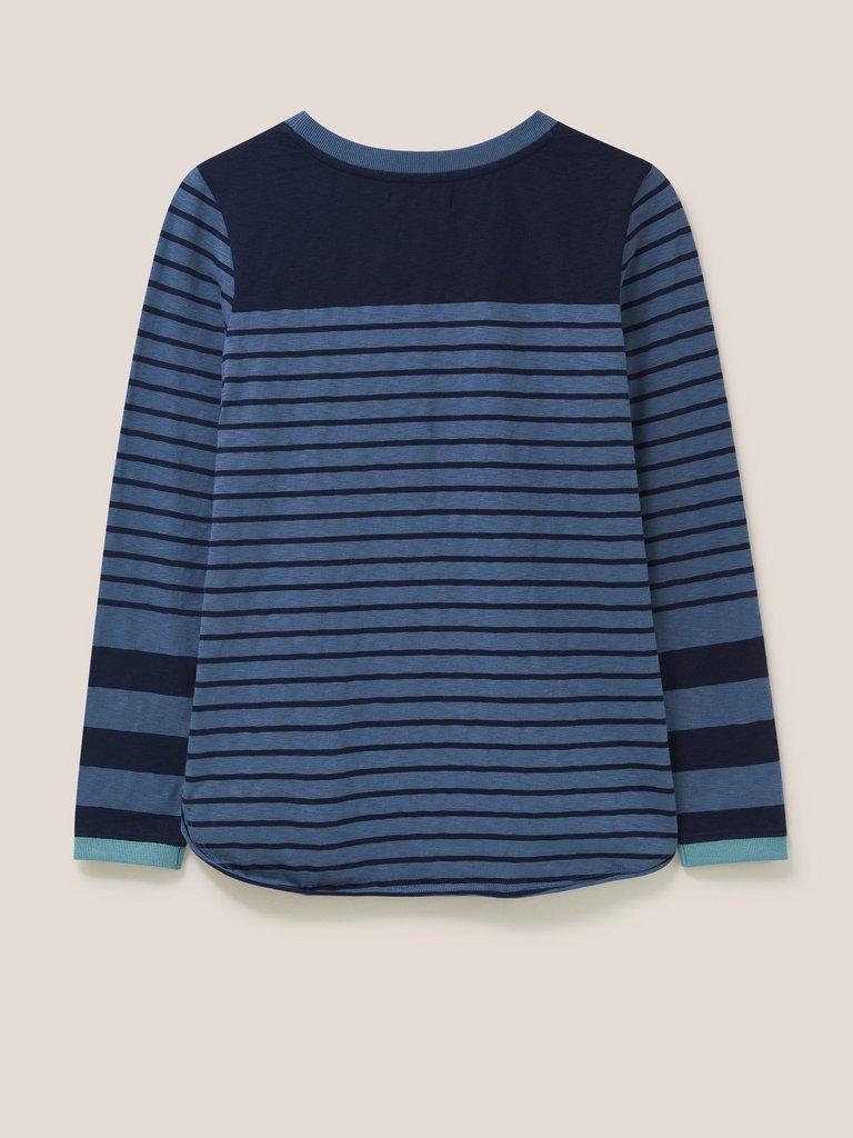 Cassie Stripe Tee in NAVY MULTI - FLAT BACK