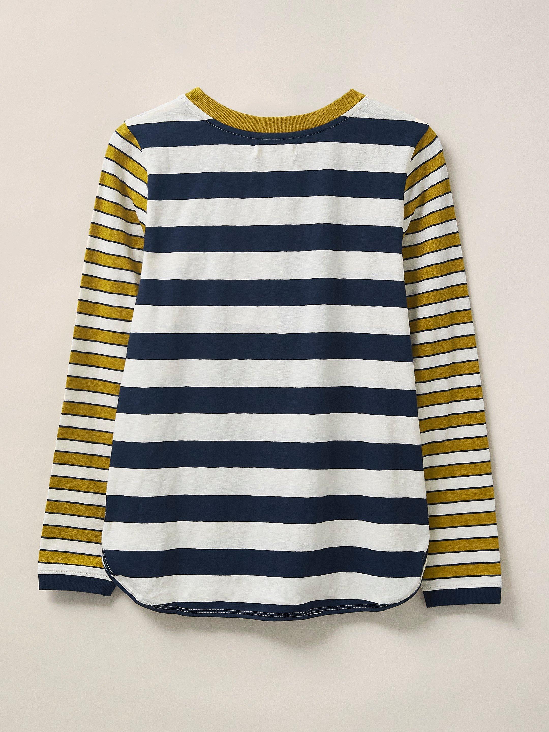 Cassie Stripe Tee in WHITE MLT - FLAT BACK