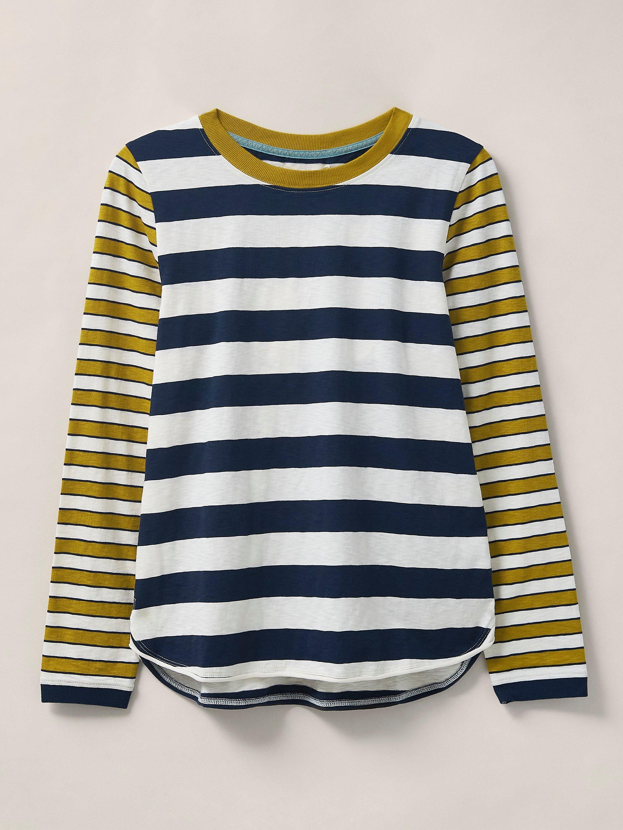 Cassie Stripe Tee in WHITE MLT - FLAT FRONT