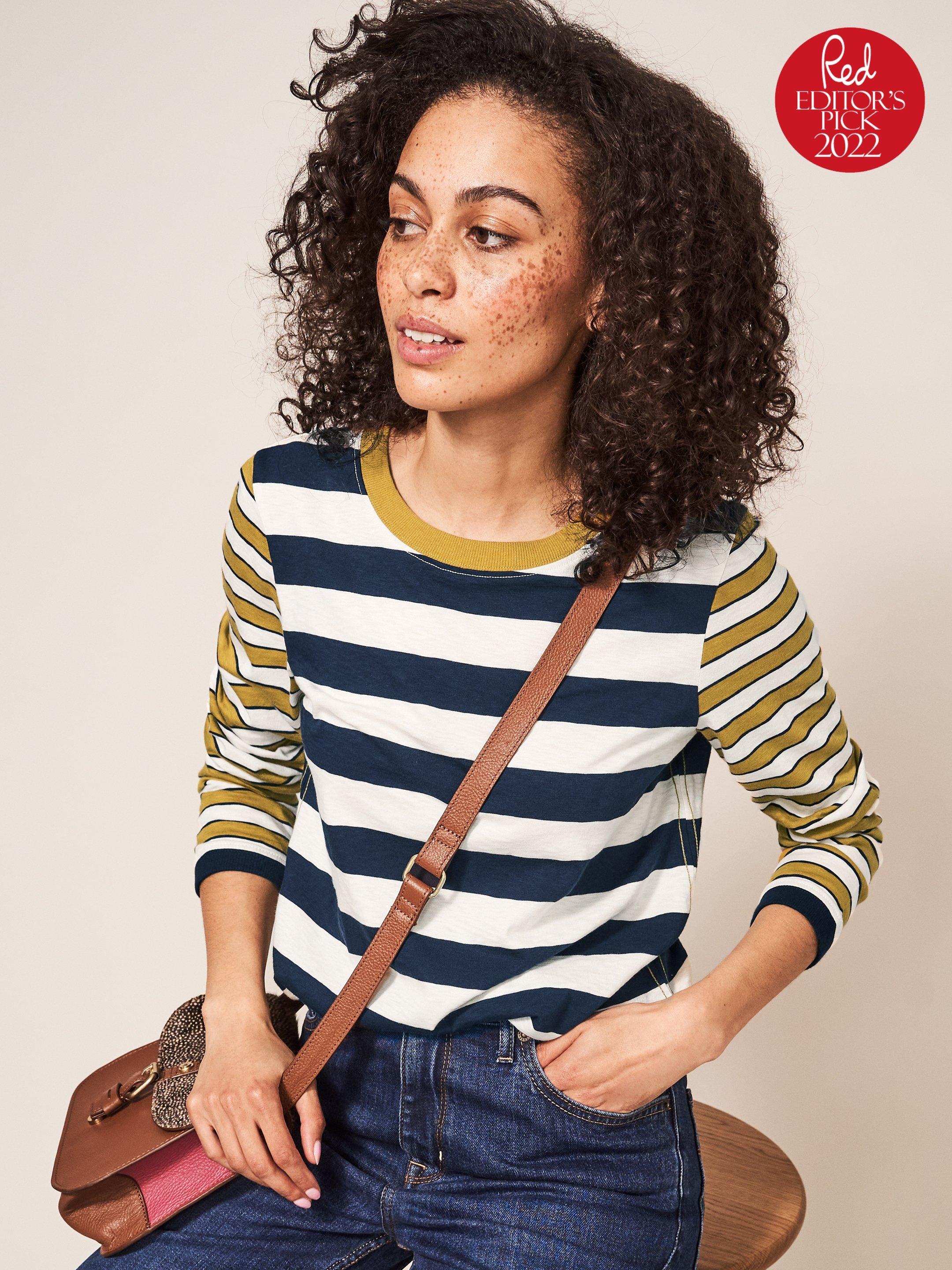 Cassie Stripe Tee in WHITE MLT - LIFESTYLE