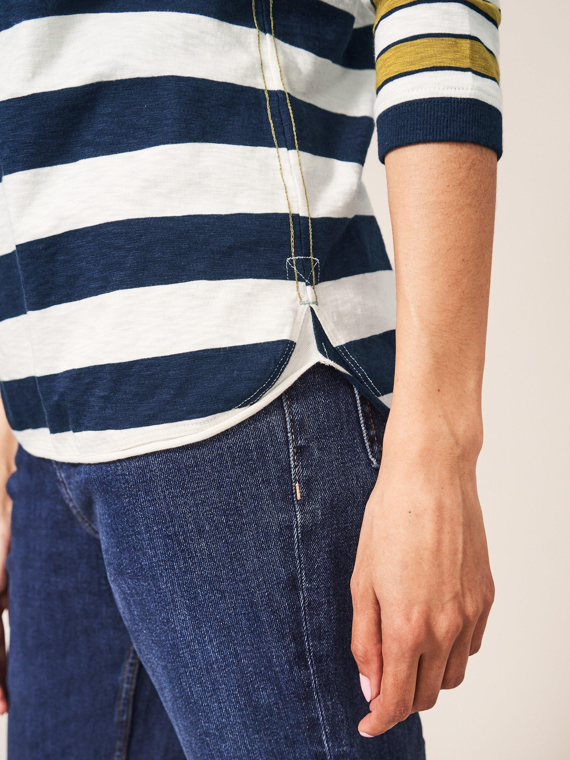 Cassie Stripe Tee in WHITE MLT - MODEL DETAIL