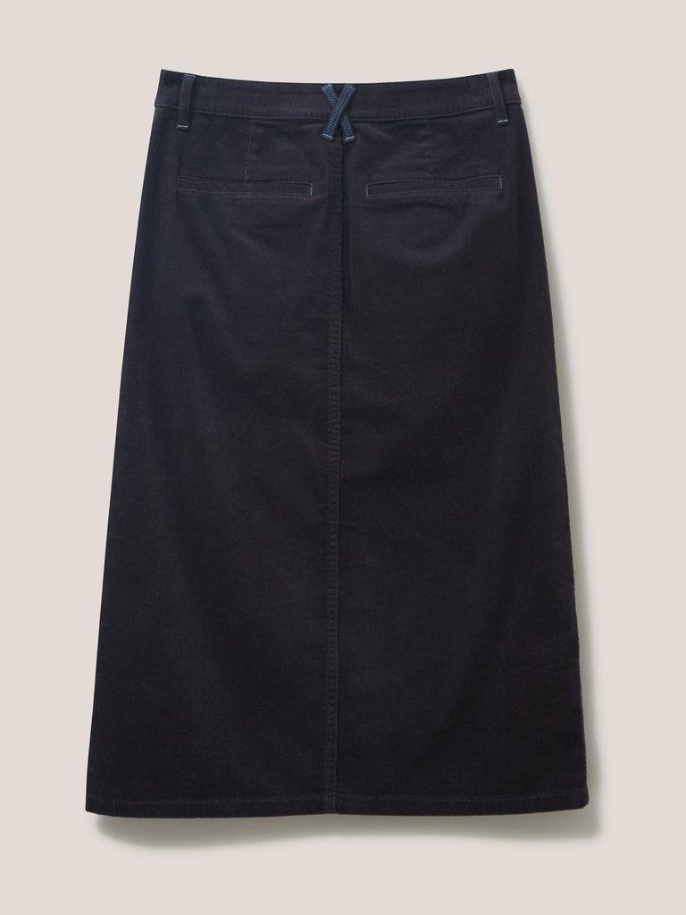 Poppy Organic Cord Midi Skirt in DK GREY - FLAT BACK