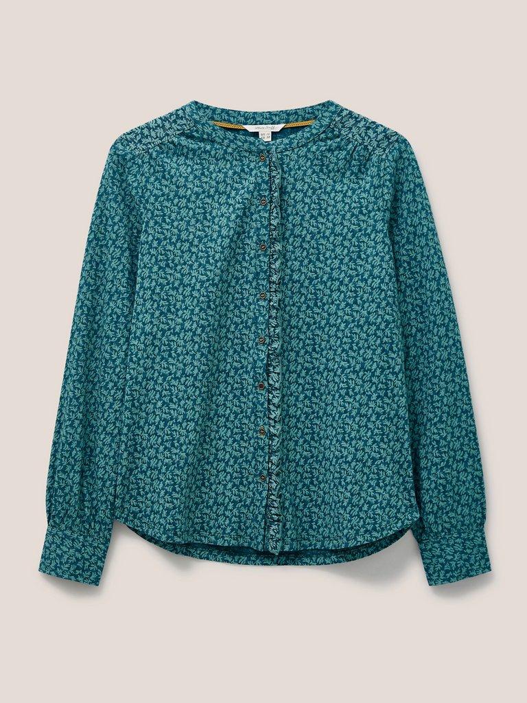 Belonging Button Through Top in TEAL MLT - FLAT FRONT