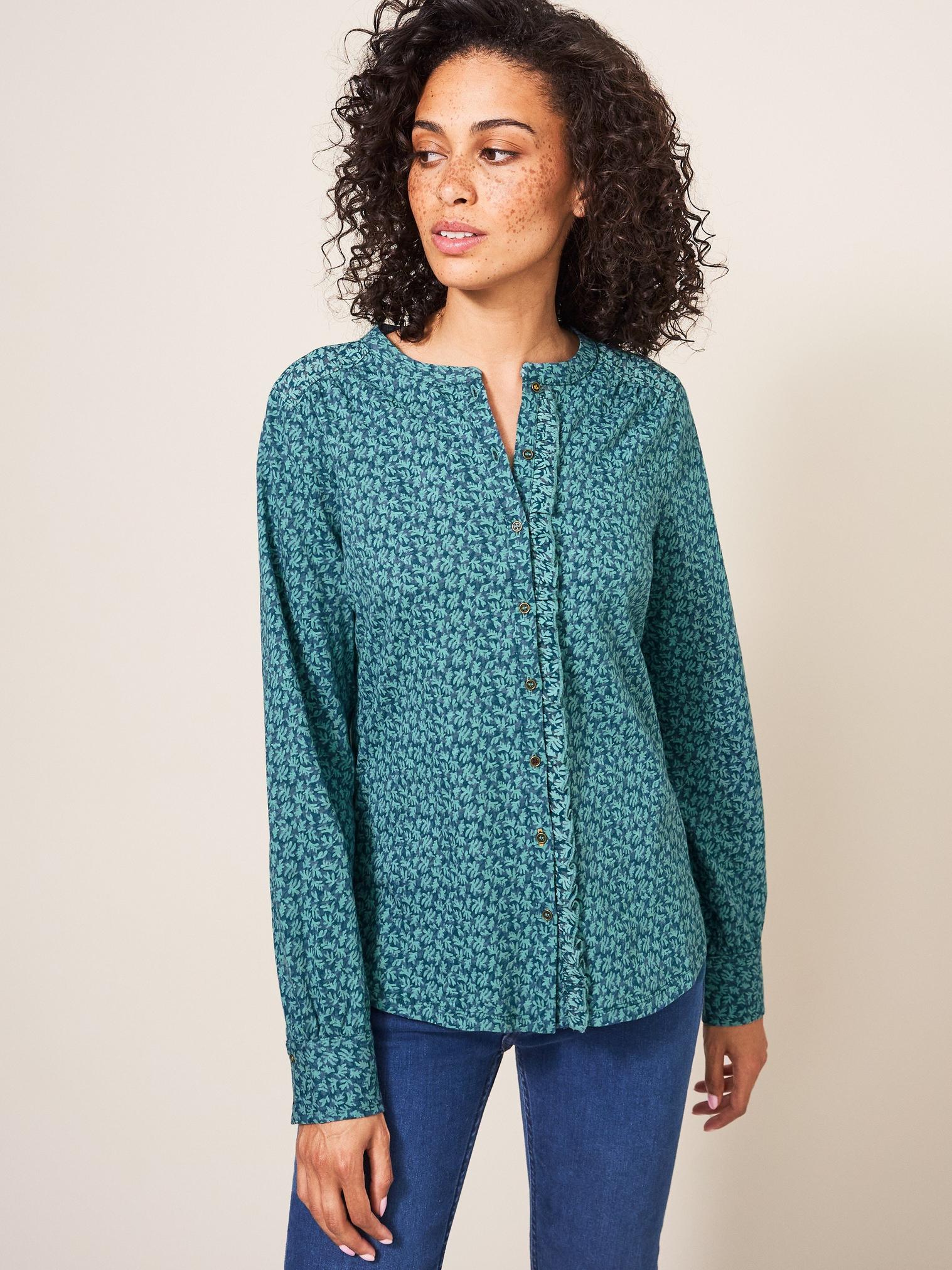Belonging Button Through Top in TEAL MLT - LIFESTYLE