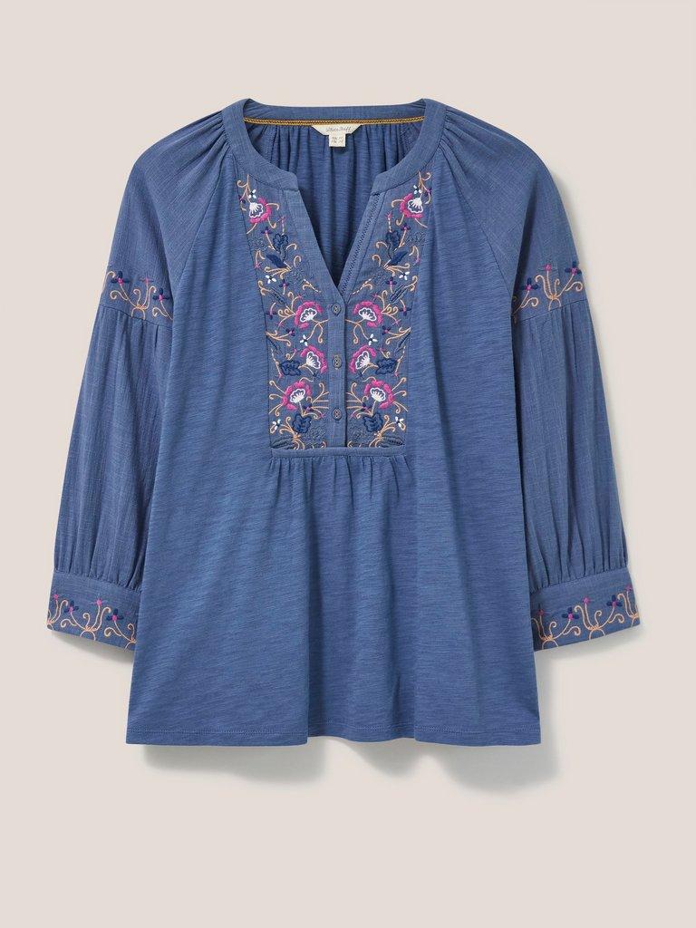 Dreamer Embroidered Top in BLUE MLT - FLAT FRONT